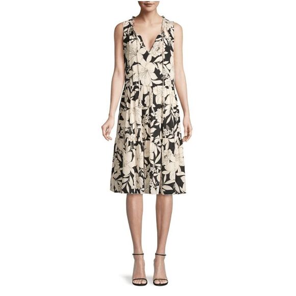 Johnny Was Black and Cream Floral Dress - Picture 3 of 10